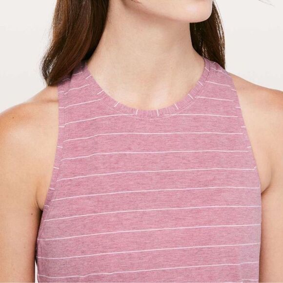 LULULEMON All Tied Up Tank Short Serve Stripe Heathered So Merlot White Size 8 - Picture 6 of 8